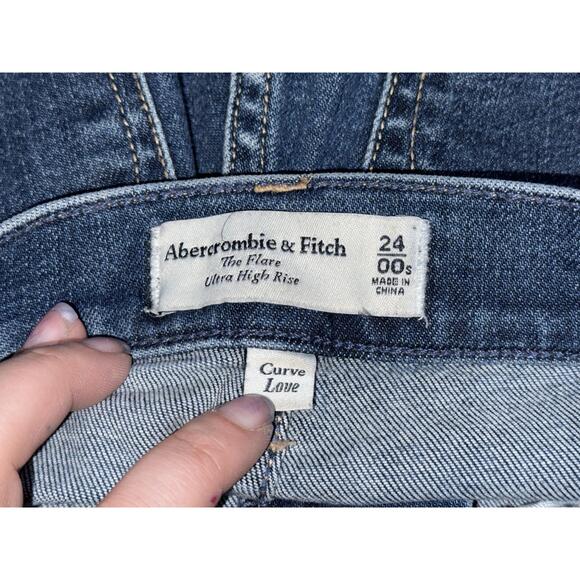 NEW Abercrombie & Fitch Curve Love Flare Ultra High Rise Blue Jeans Size 24 00 S - Picture 4 of 8